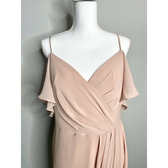 Watters&Watters Aldridge Cold-Shoulder Slit Bridesmaid Flowy Gown Size 12 - Picture 7 of 10